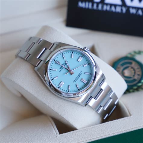 rolex oyster perpetual turquoise 36|Rolex tiffany blue 36mm price.